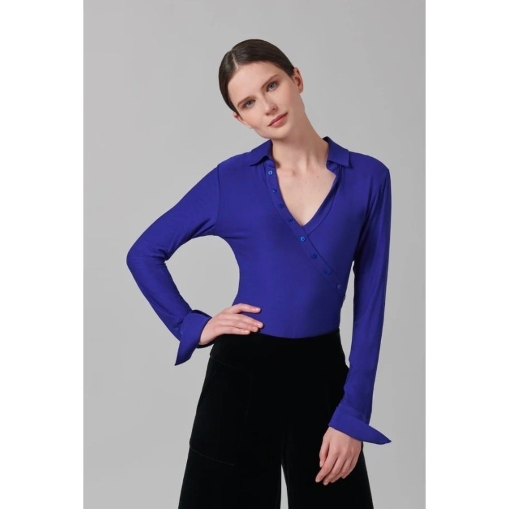 Anne Fontaine Volta Ultrablue Faux Wrap Jersey Top 42